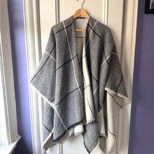 Cozy Gray and White Shawl